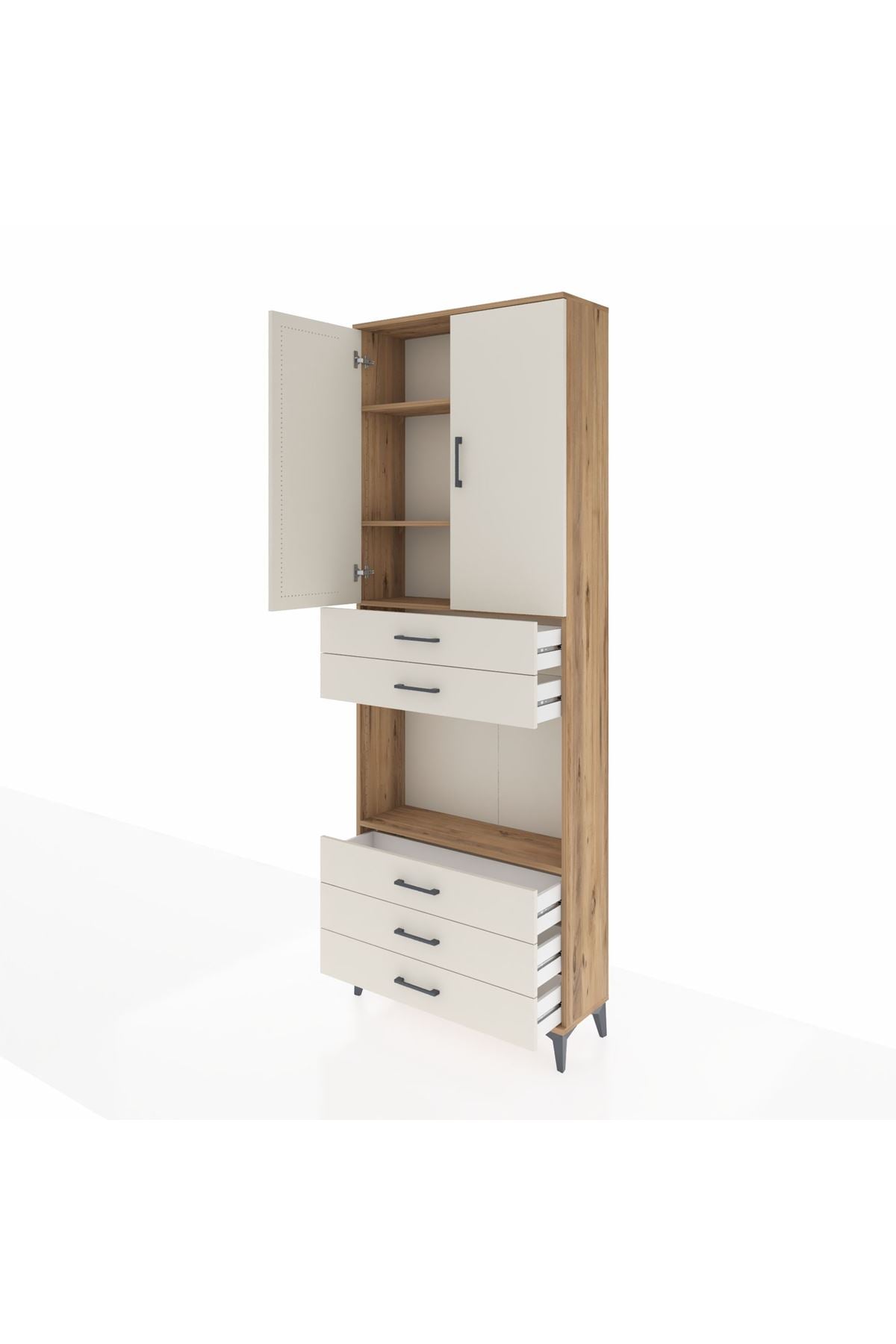 Arges Dolap 4 Raflı 5 Çekmeceli 2 Kapaklı 88x30x243 - S33M235V7A