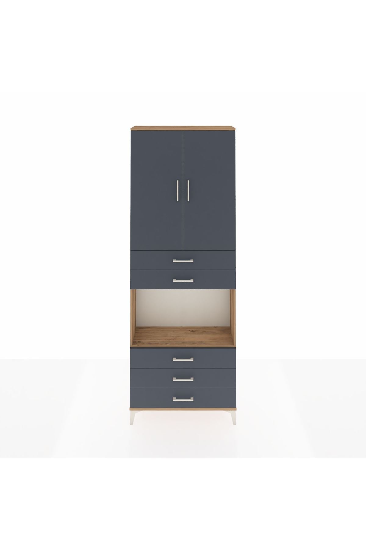 Arges Dolap 4 Raflı 5 Çekmeceli 2 Kapaklı 88x30x243 - S33M235V8A