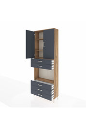 Arges Dolap 4 Raflı 5 Çekmeceli 2 Kapaklı 88x30x243 - S33M235V8A