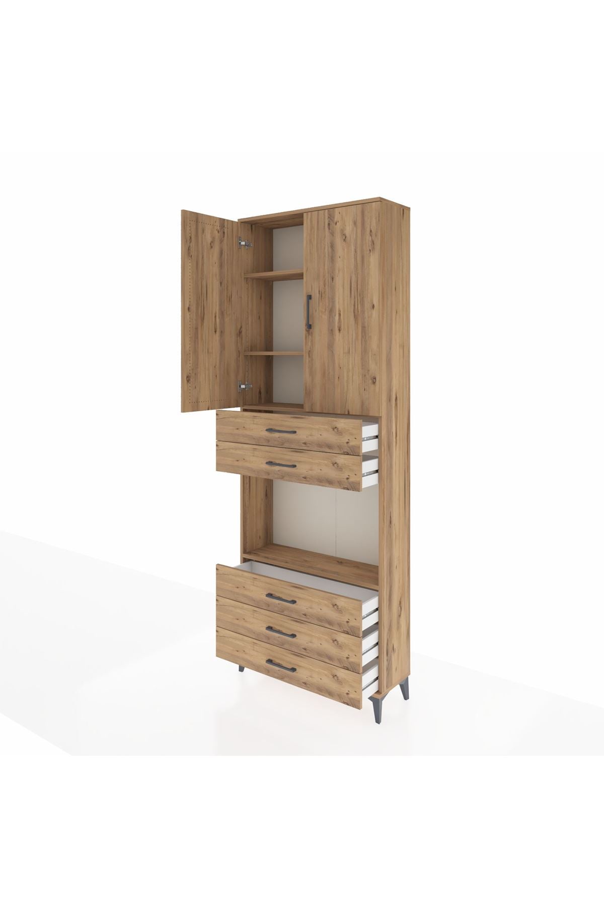 Arges Dolap 4 Raflı 5 Çekmeceli 2 Kapaklı 88x30x243 - S33M235V9A