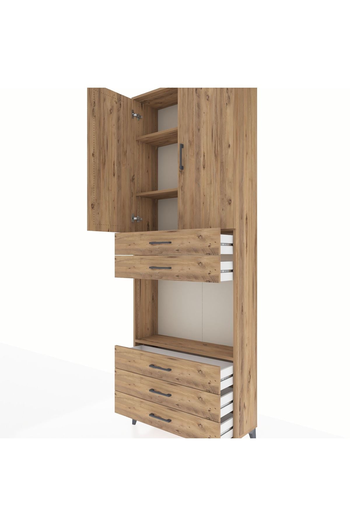 Arges Dolap 4 Raflı 5 Çekmeceli 2 Kapaklı 88x30x243 - S33M235V9A