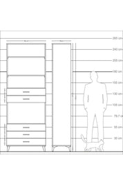 Arges Dolap 4 Raflı 5 Çekmeceli 88x30x243 - S33M236V1A