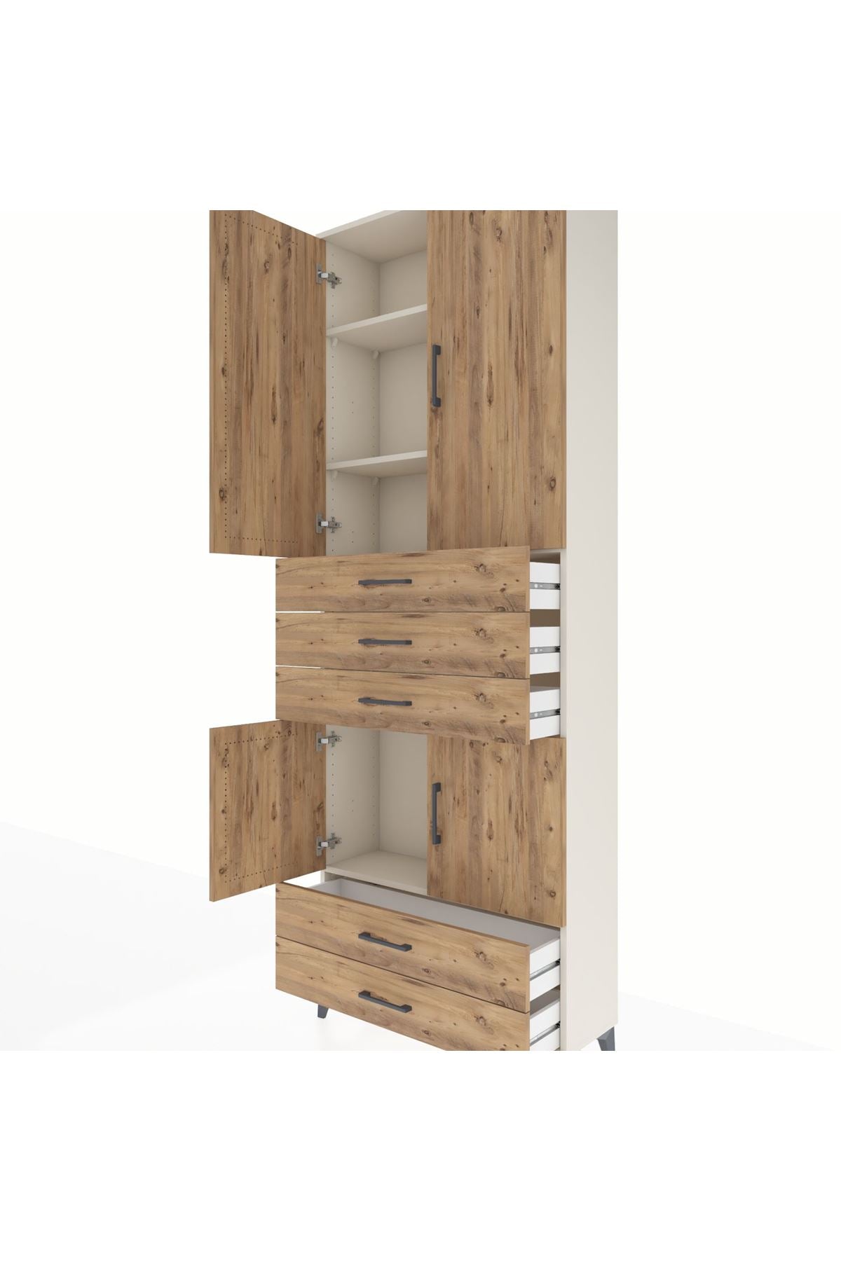 Arges Dolap 4 Raflı 5 Çekmeceli 4 Kapaklı 88x30x243 - S33M237V3A
