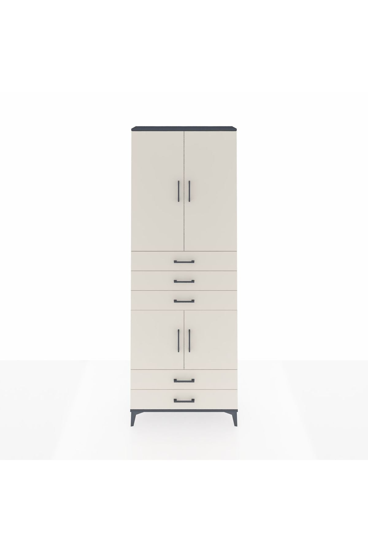 Arges Dolap 4 Raflı 5 Çekmeceli 4 Kapaklı 88x30x243 - S33M237V4A