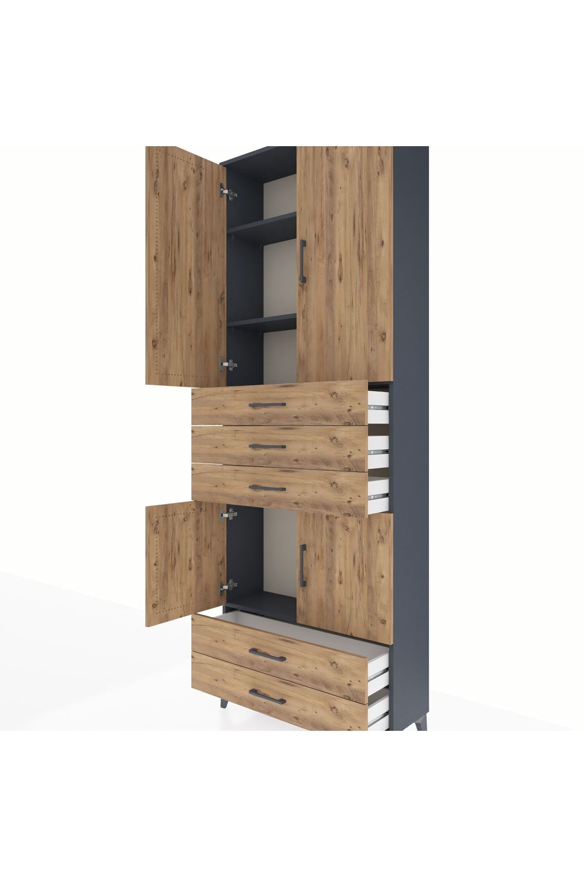 Arges Dolap 4 Raflı 5 Çekmeceli 4 Kapaklı 88x30x243 - S33M237V6A