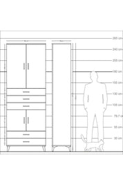 Arges Dolap 4 Raflı 5 Çekmeceli 4 Kapaklı 88x30x243 - S33M237V6A