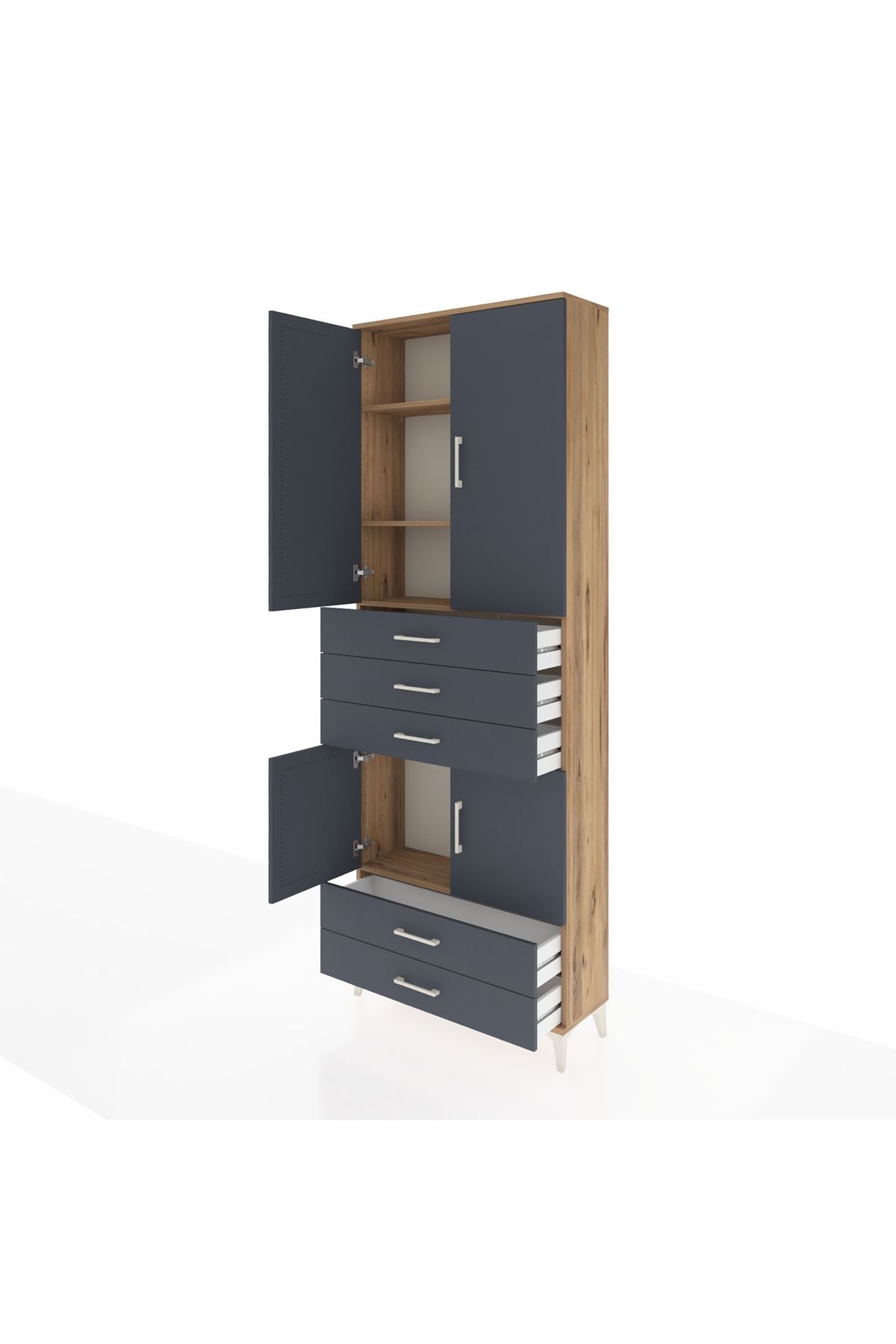 Arges Dolap 4 Raflı 5 Çekmeceli 4 Kapaklı 88x30x243 - S33M237V8A