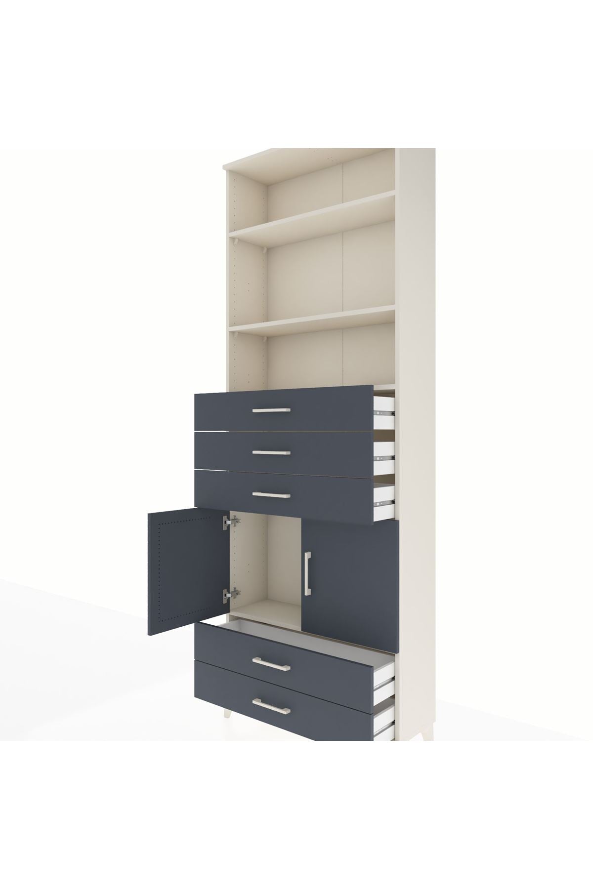 Arges Dolap 4 Raflı 5 Çekmeceli 2 Kapaklı 88x30x243 - S33M238V2A