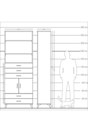 Arges Dolap 4 Raflı 5 Çekmeceli 2 Kapaklı 88x30x243 - S33M238V2A
