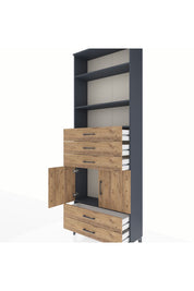 Arges Dolap 4 Raflı 5 Çekmeceli 2 Kapaklı 88x30x243 - S33M238V6A