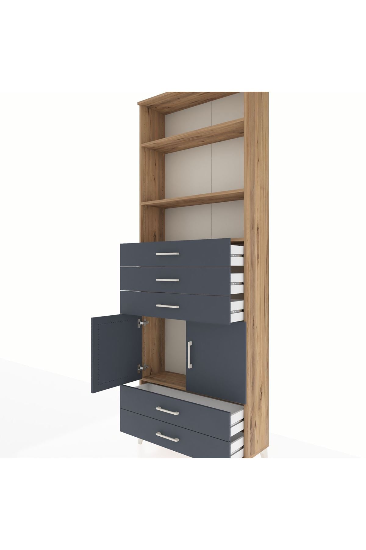Arges Dolap 4 Raflı 5 Çekmeceli 2 Kapaklı 88x30x243 - S33M238V8A