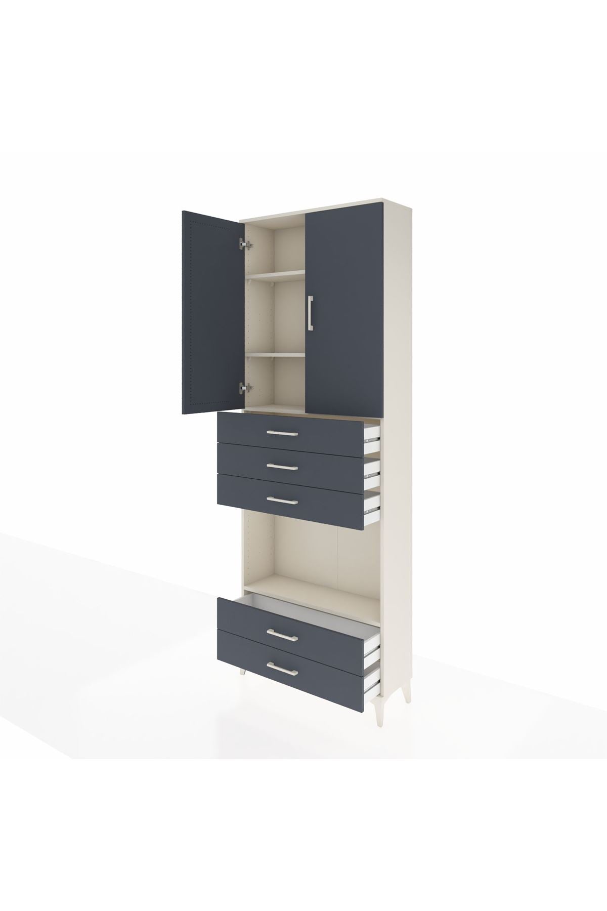 Arges Dolap 4 Raflı 5 Çekmeceli 2 Kapaklı 88x30x243 - S33M239V2A