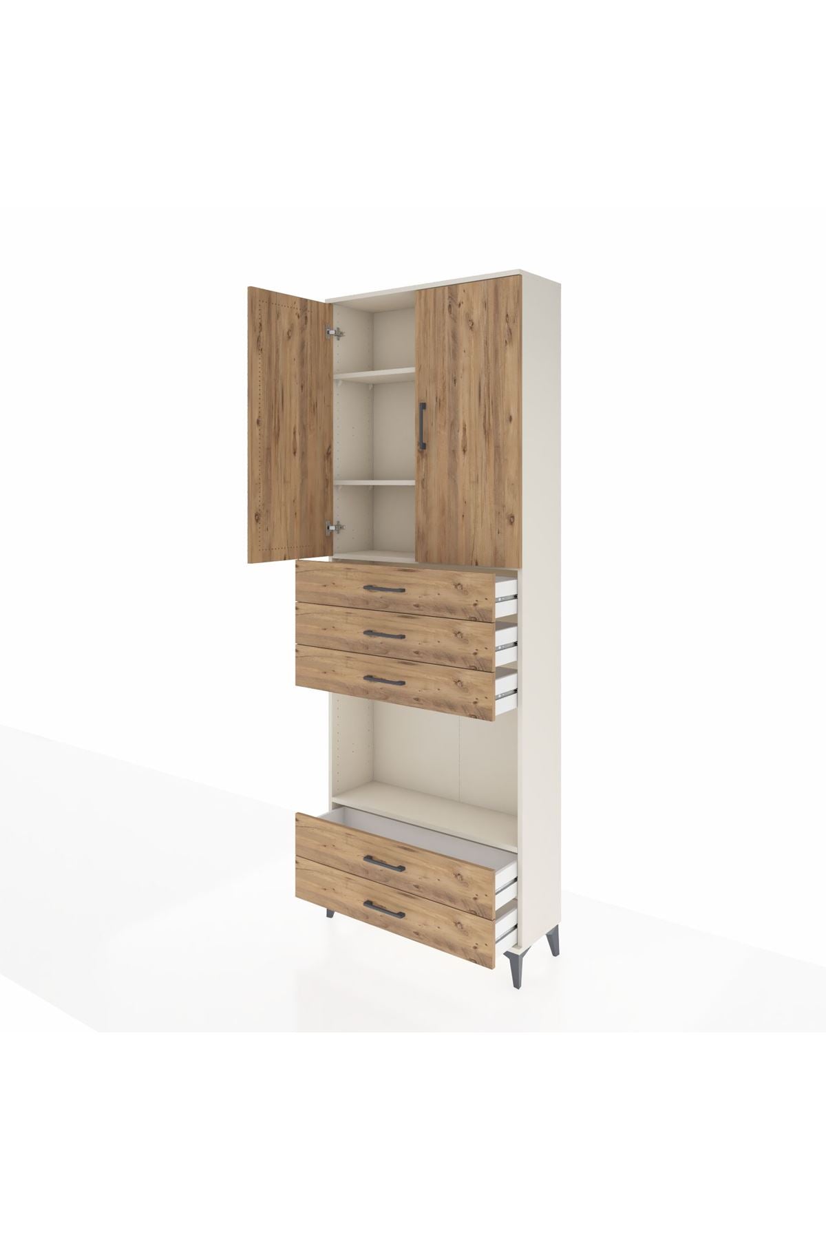 Arges Dolap 4 Raflı 5 Çekmeceli 2 Kapaklı 88x30x243 - S33M239V3A