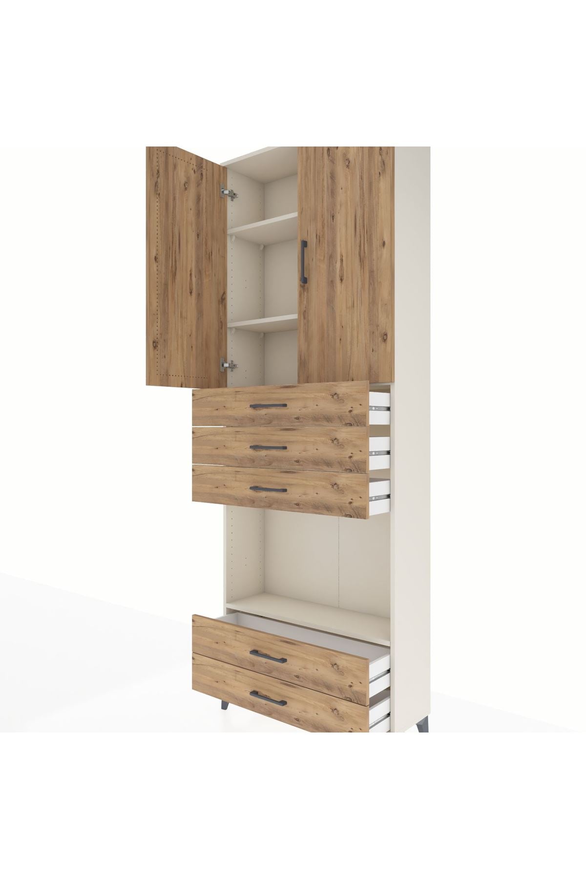 Arges Dolap 4 Raflı 5 Çekmeceli 2 Kapaklı 88x30x243 - S33M239V3A