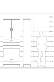 Arges Dolap 4 Raflı 5 Çekmeceli 2 Kapaklı 88x30x243 - S33M239V3A