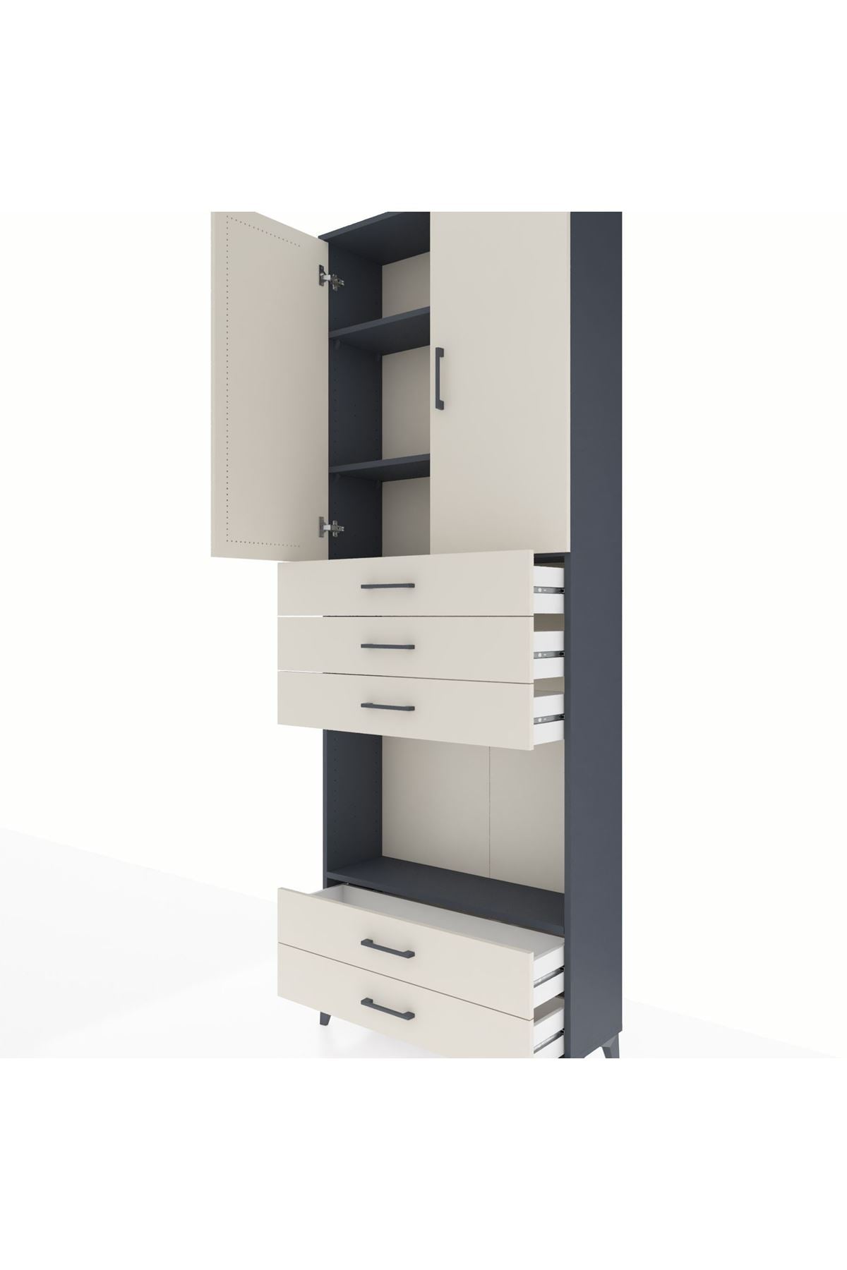 Arges Dolap 4 Raflı 5 Çekmeceli 2 Kapaklı 88x30x243 - S33M239V4A