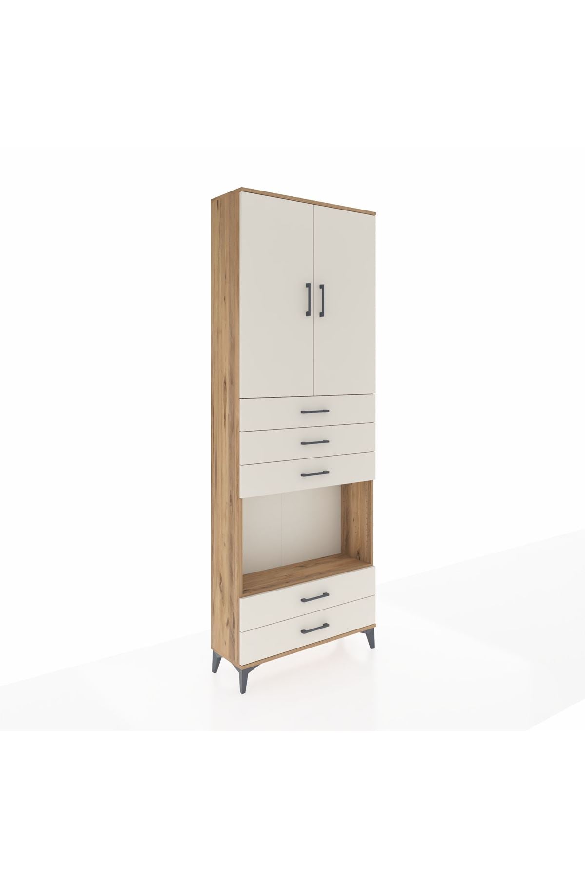 Arges Dolap 4 Raflı 5 Çekmeceli 2 Kapaklı 88x30x243 - S33M239V7A