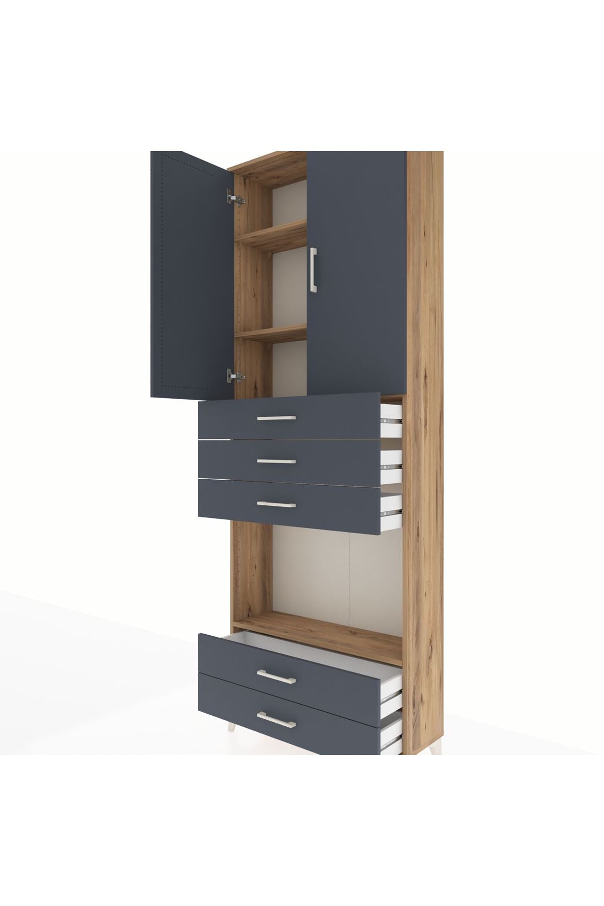 Arges Dolap 4 Raflı 5 Çekmeceli 2 Kapaklı 88x30x243 - S33M239V8A