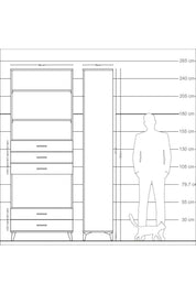Arges Dolap 4 Raflı 5 Çekmeceli 88x30x243 - S33M240V6A
