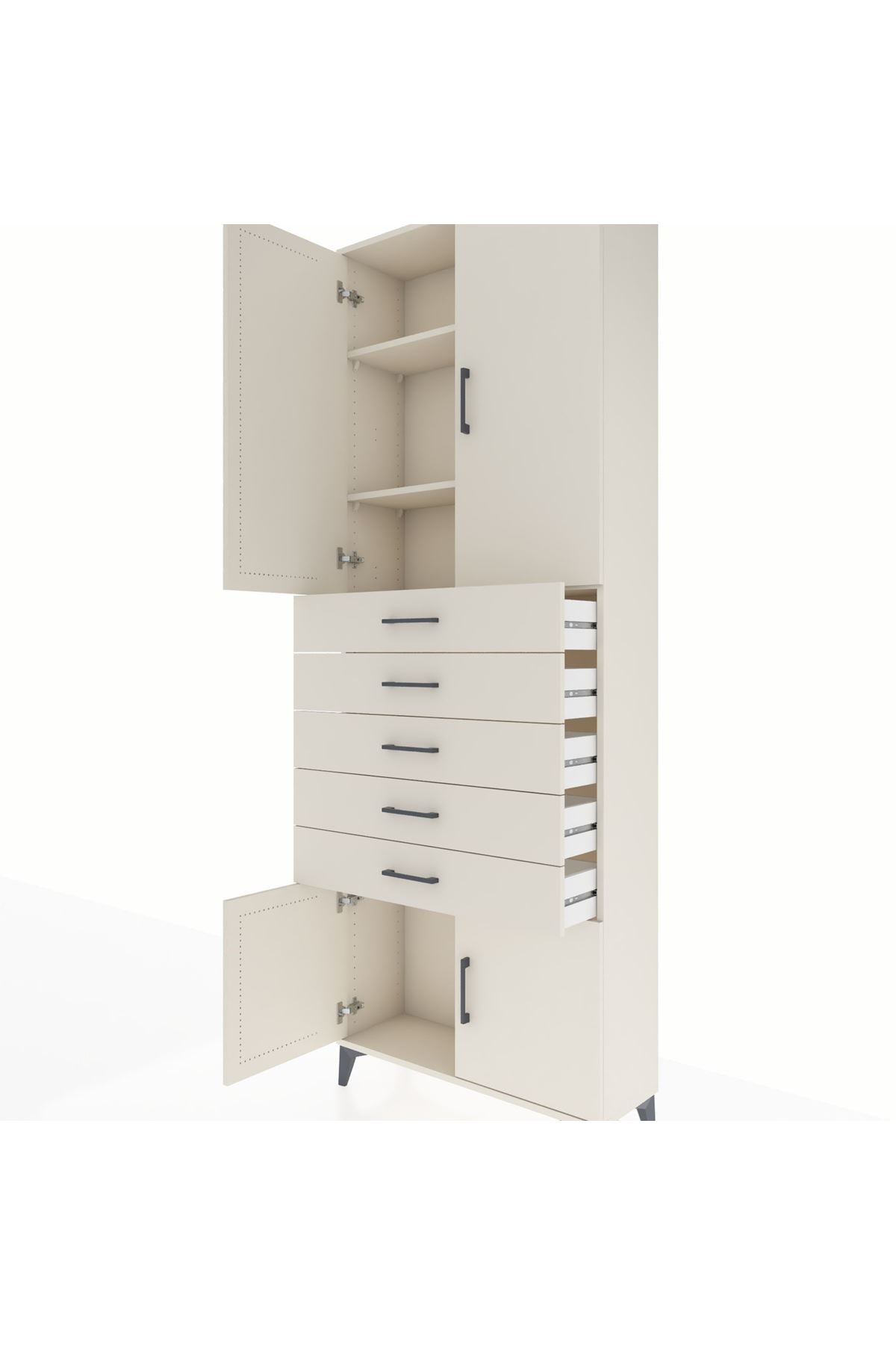 Arges Dolap 3 Raflı 5 Çekmeceli 4 Kapaklı 88x30x243 - S33M241V1A