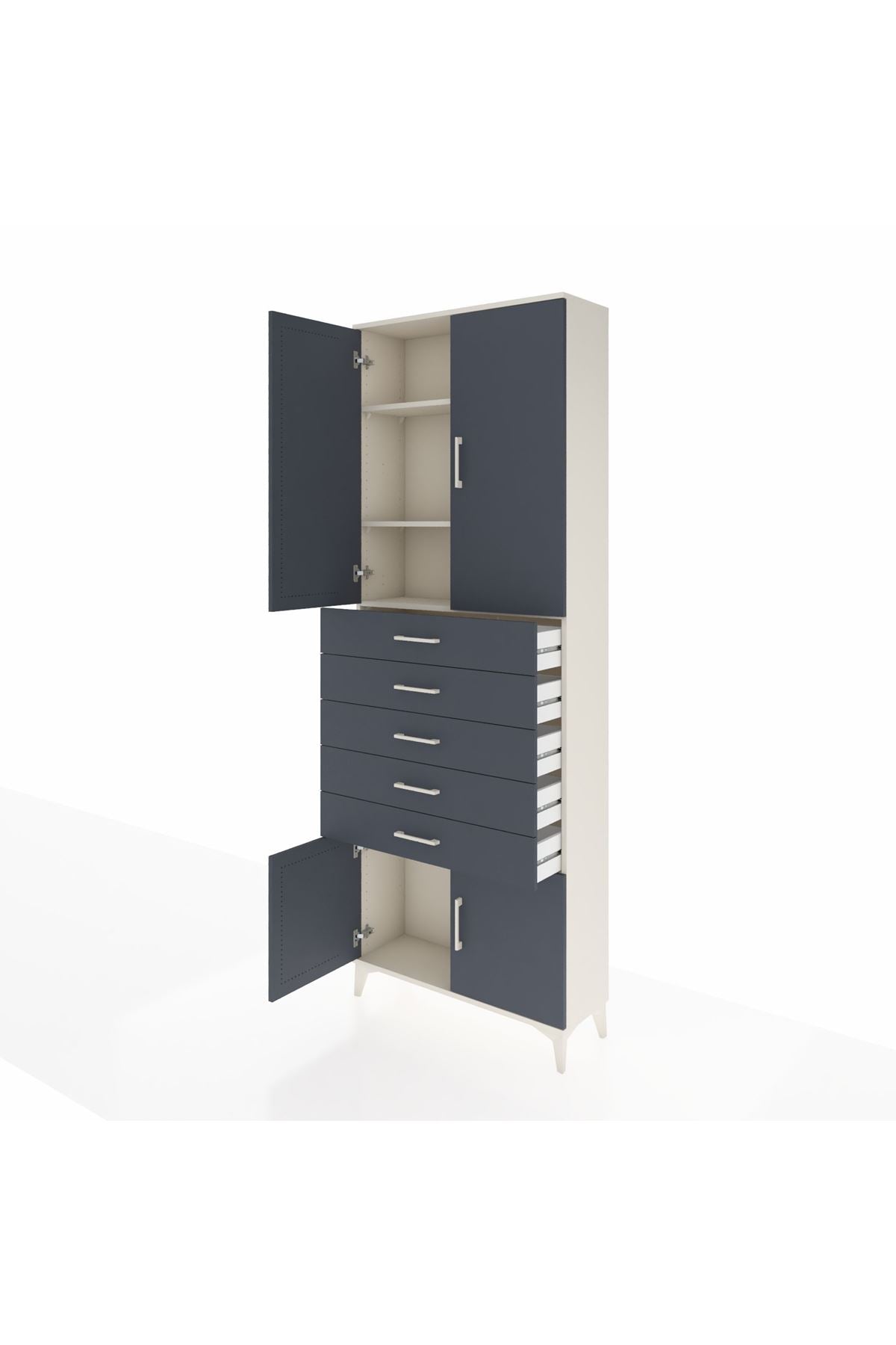 Arges Dolap 3 Raflı 5 Çekmeceli 4 Kapaklı 88x30x243 - S33M241V2A