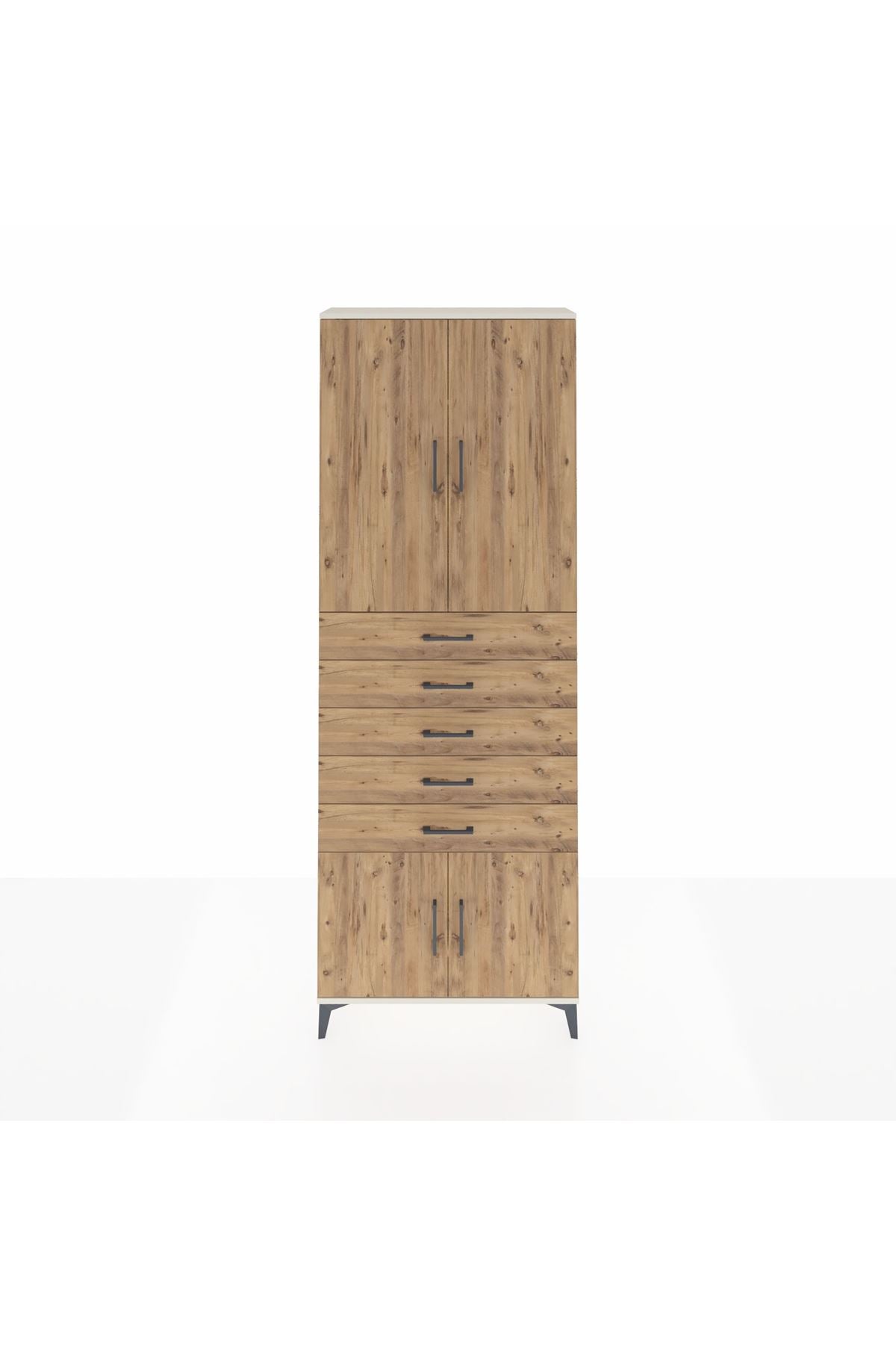 Arges Dolap 3 Raflı 5 Çekmeceli 4 Kapaklı 88x30x243 - S33M241V3A