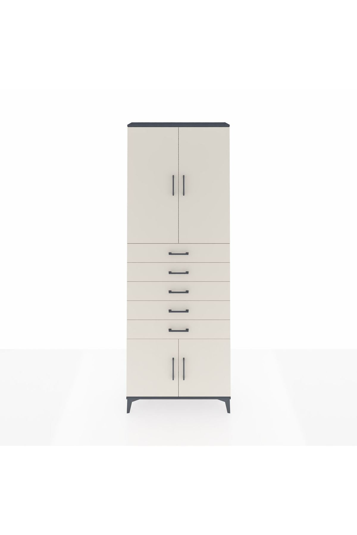 Arges Dolap 3 Raflı 5 Çekmeceli 4 Kapaklı 88x30x243 - S33M241V4A