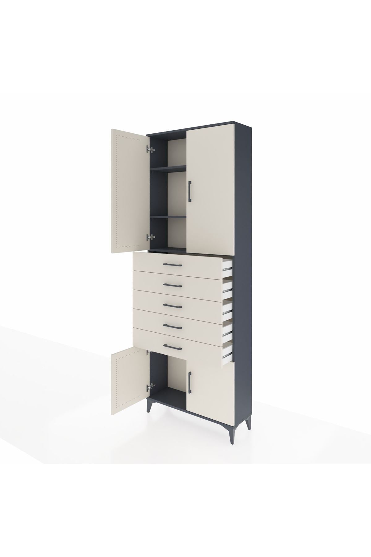 Arges Dolap 3 Raflı 5 Çekmeceli 4 Kapaklı 88x30x243 - S33M241V4A