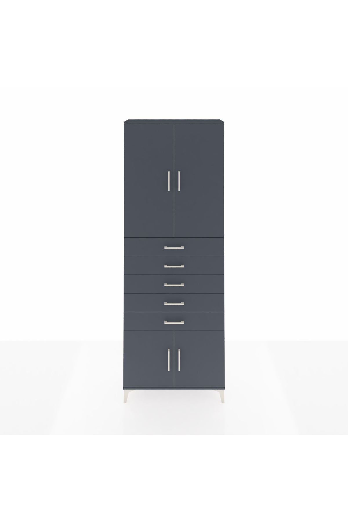 Arges Dolap 3 Raflı 5 Çekmeceli 4 Kapaklı 88x30x243 - S33M241V5A
