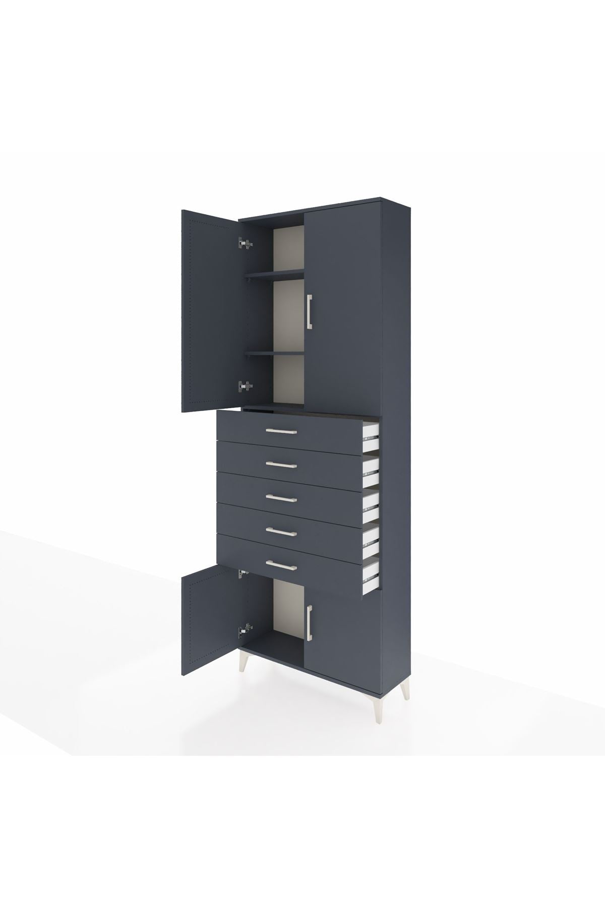 Arges Dolap 3 Raflı 5 Çekmeceli 4 Kapaklı 88x30x243 - S33M241V5A