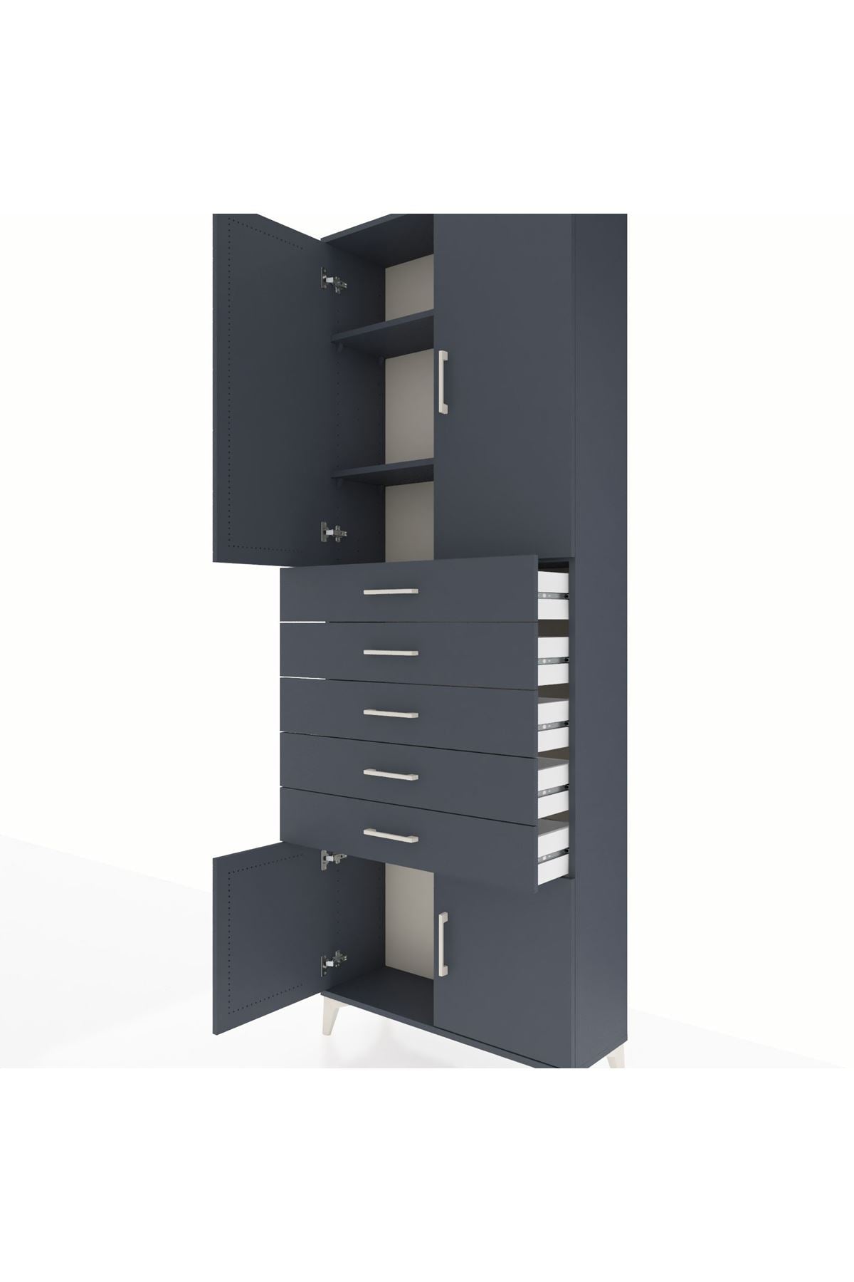 Arges Dolap 3 Raflı 5 Çekmeceli 4 Kapaklı 88x30x243 - S33M241V5A