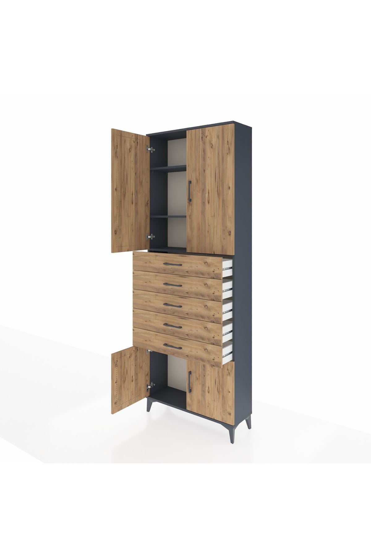 Arges Dolap 3 Raflı 5 Çekmeceli 4 Kapaklı 88x30x243 - S33M241V6A