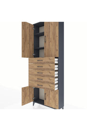 Arges Dolap 3 Raflı 5 Çekmeceli 4 Kapaklı 88x30x243 - S33M241V6A