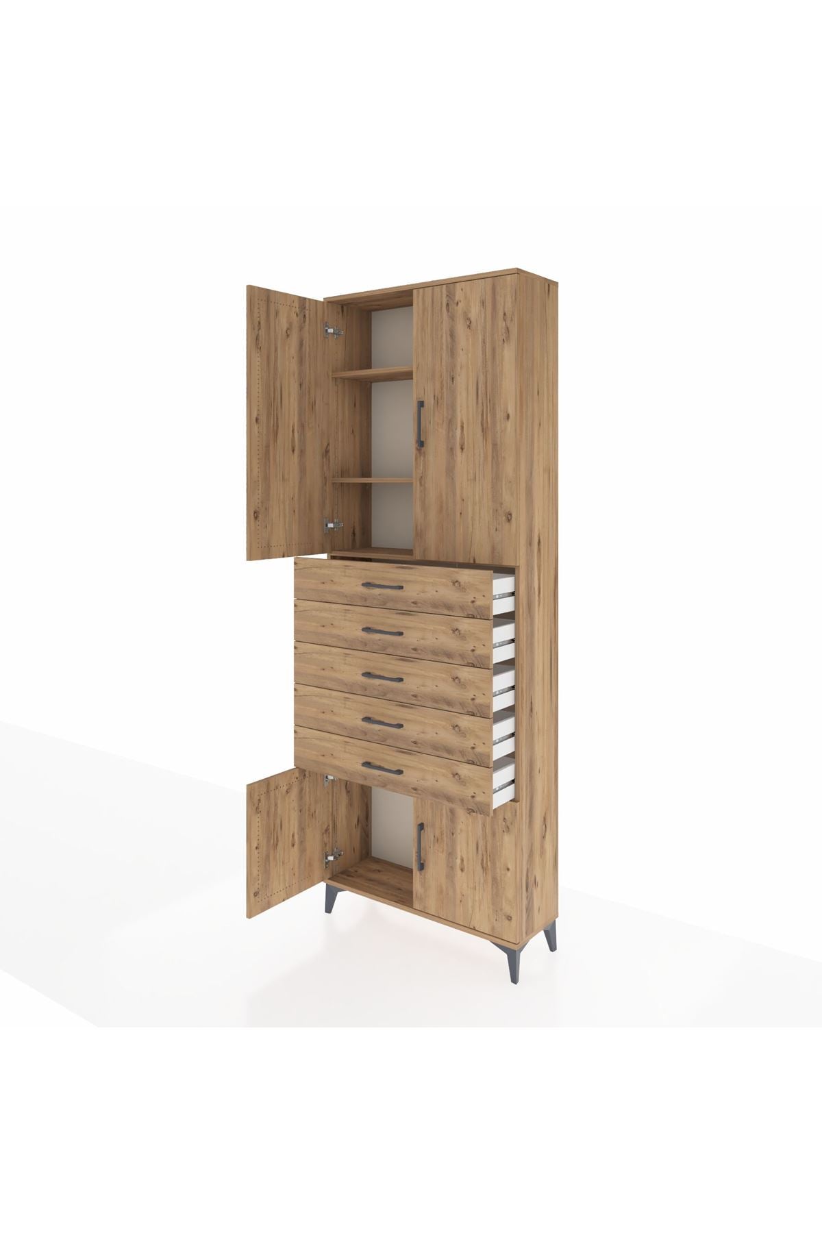 Arges Dolap 3 Raflı 5 Çekmeceli 4 Kapaklı 88x30x243 - S33M241V9A