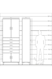 Arges Dolap 3 Raflı 5 Çekmeceli 4 Kapaklı 88x30x243 - S33M241V9A
