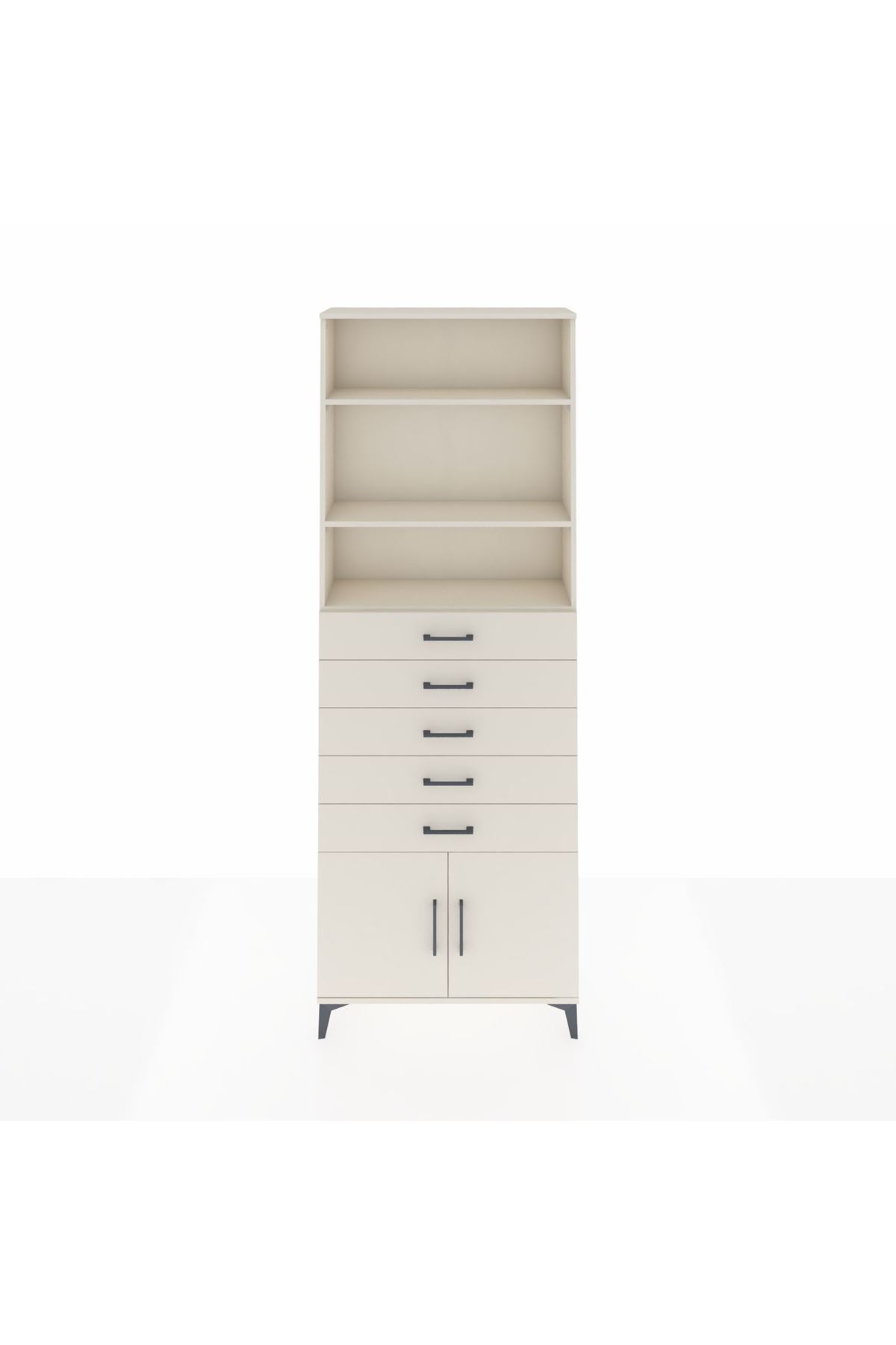 Arges Dolap 3 Raflı 5 Çekmeceli 2 Kapaklı 88x30x243 - S33M242V1A
