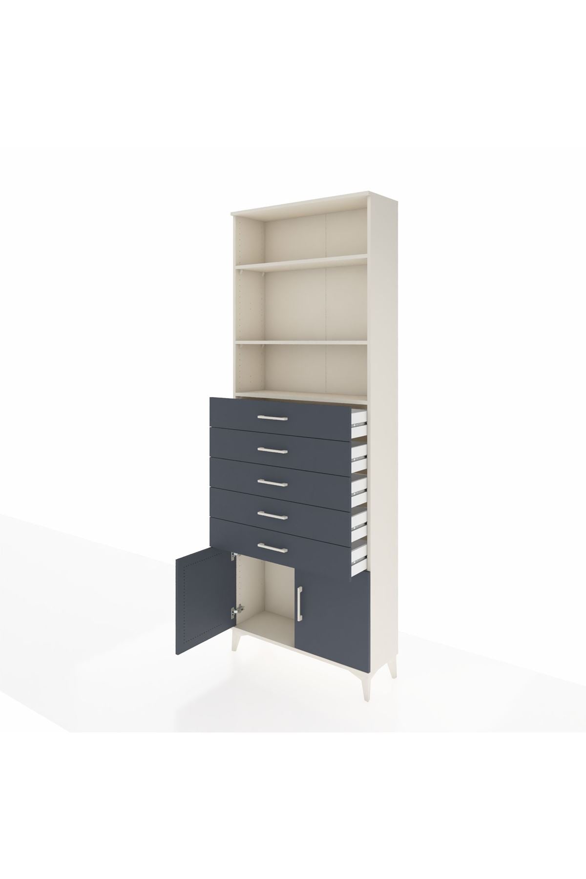 Arges Dolap 3 Raflı 5 Çekmeceli 2 Kapaklı 88x30x243 - S33M242V2A