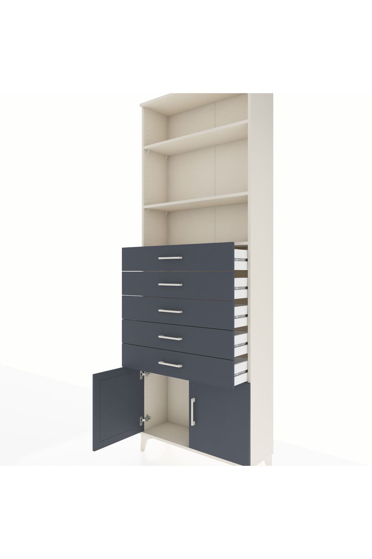 Arges Dolap 3 Raflı 5 Çekmeceli 2 Kapaklı 88x30x243 - S33M242V2A