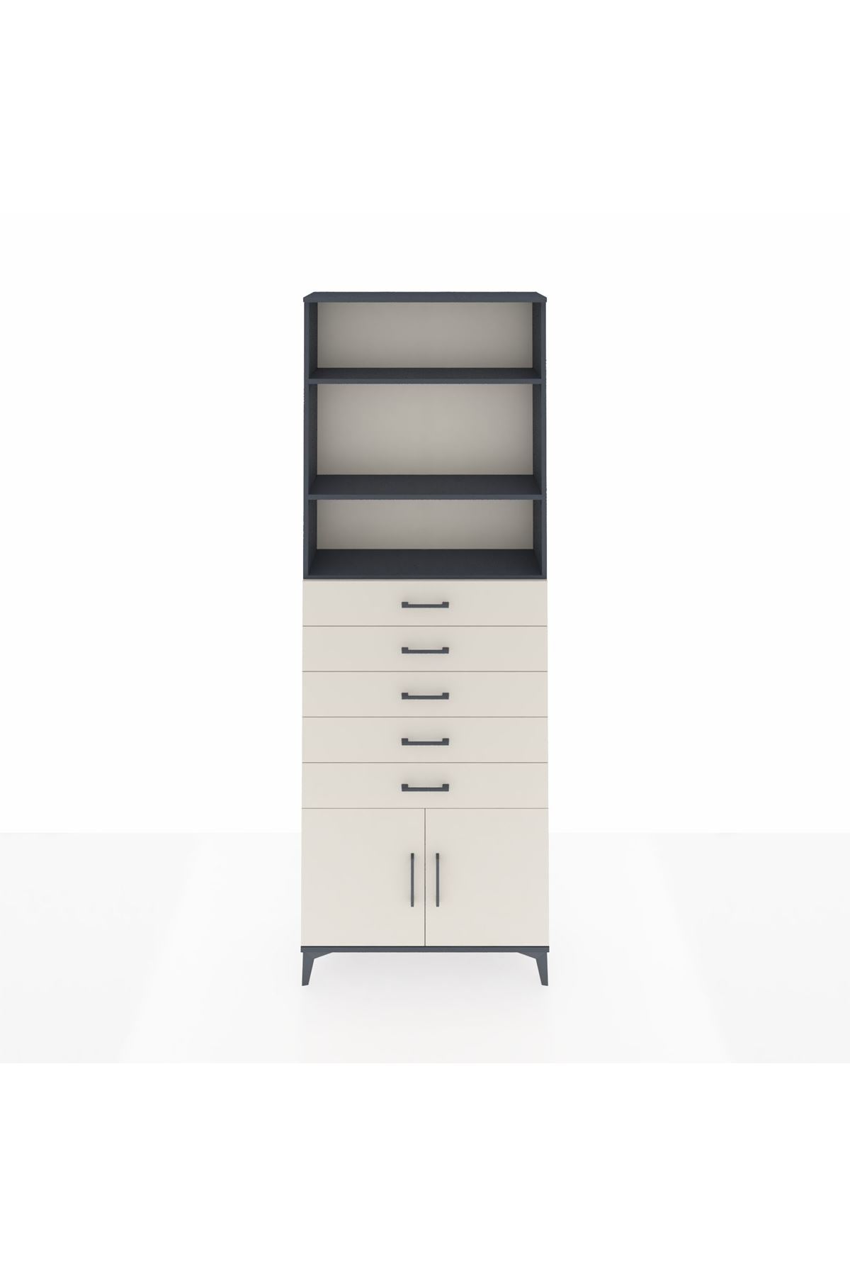 Arges Dolap 3 Raflı 5 Çekmeceli 2 Kapaklı 88x30x243 - S33M242V4A