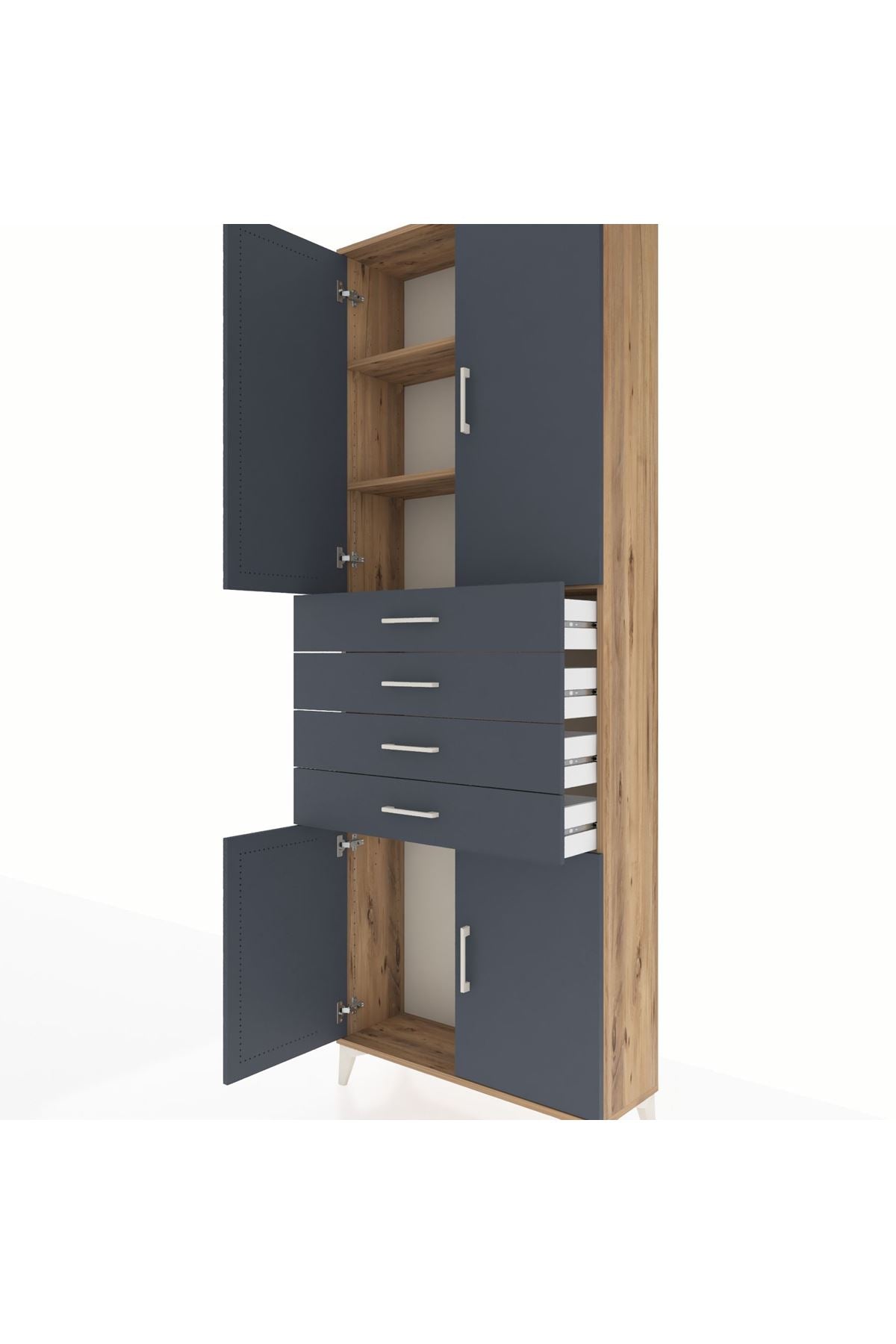 Arges Dolap 3 Raflı 4 Çekmeceli 4 Kapaklı 88x30x243 - S33M259V8A