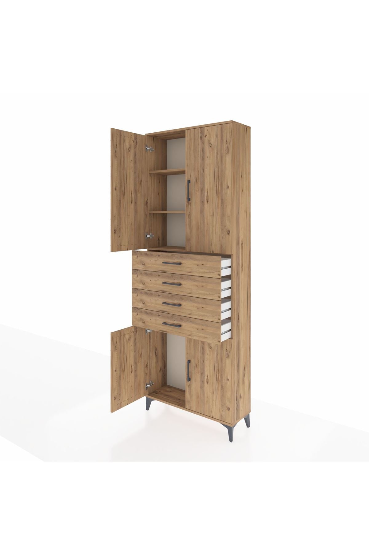 Arges Dolap 3 Raflı 4 Çekmeceli 4 Kapaklı 88x30x243 - S33M259V9A