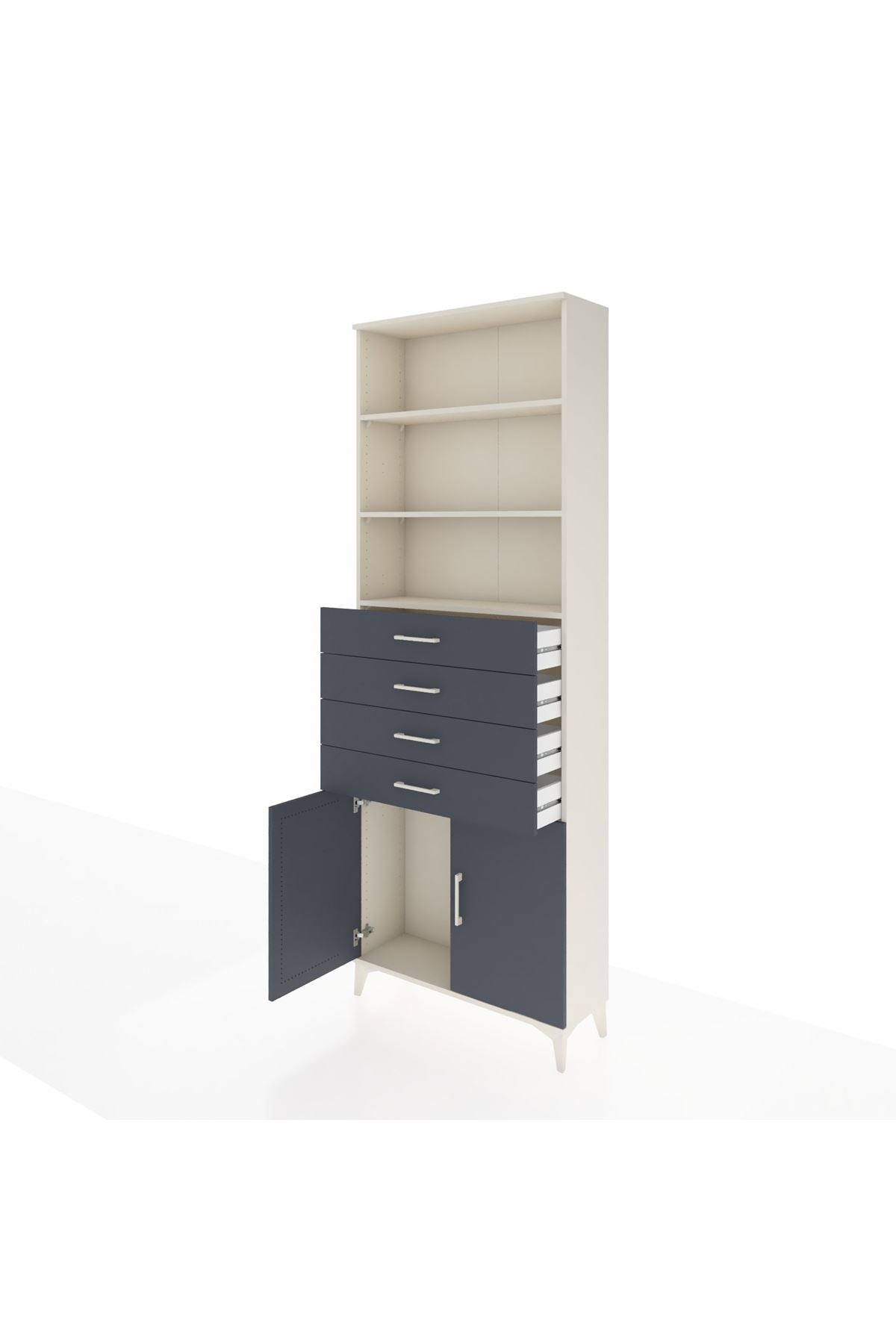 Arges Dolap 3 Raflı 4 Çekmeceli 2 Kapaklı 88x30x243 - S33M260V2A