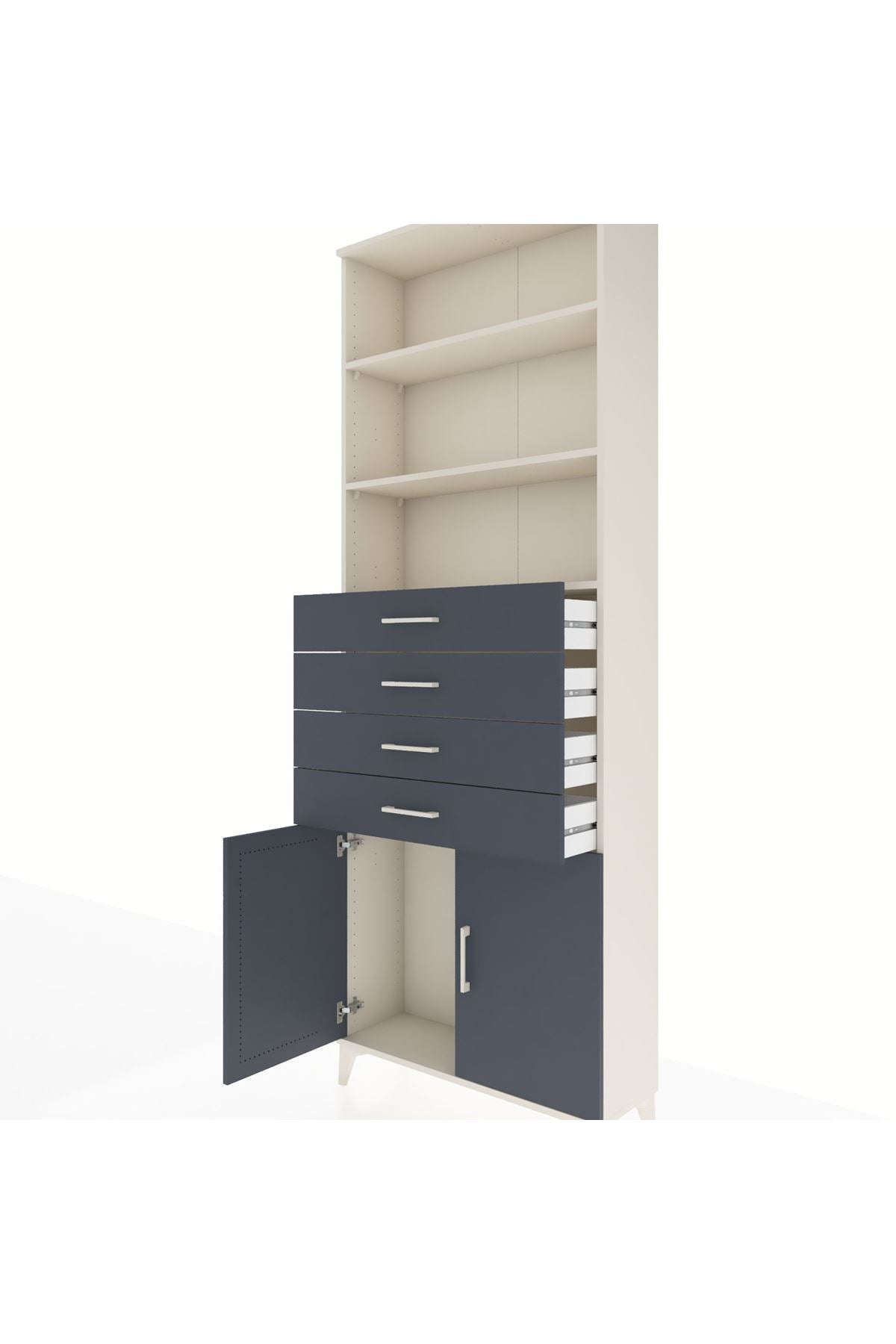Arges Dolap 3 Raflı 4 Çekmeceli 2 Kapaklı 88x30x243 - S33M260V2A