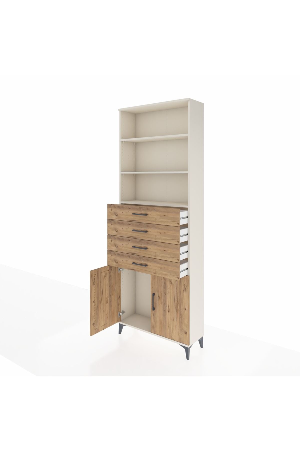 Arges Dolap 3 Raflı 4 Çekmeceli 2 Kapaklı 88x30x243 - S33M260V3A