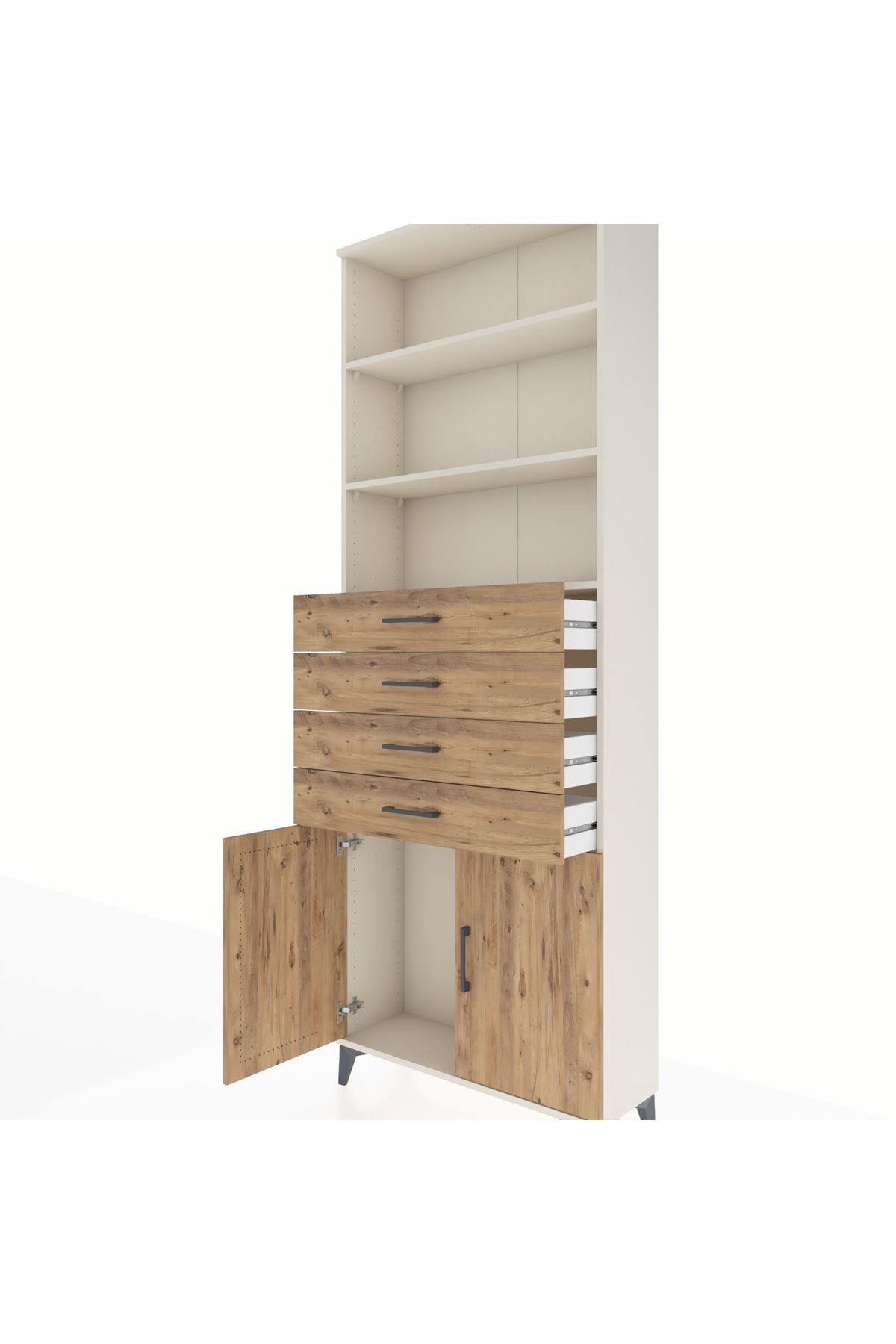 Arges Dolap 3 Raflı 4 Çekmeceli 2 Kapaklı 88x30x243 - S33M260V3A