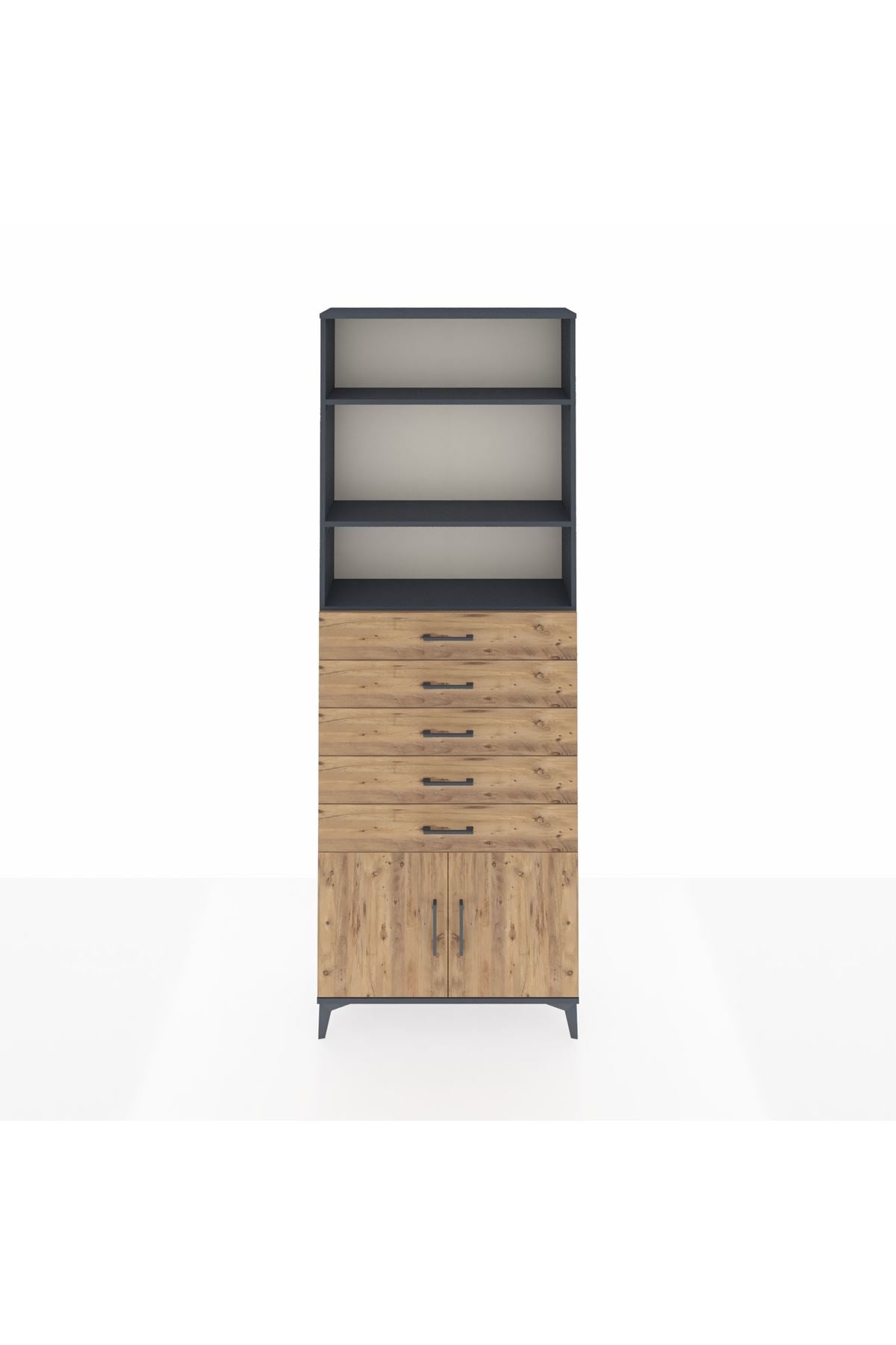 Arges Dolap 3 Raflı 5 Çekmeceli 2 Kapaklı 88x30x243 - S33M242V6A