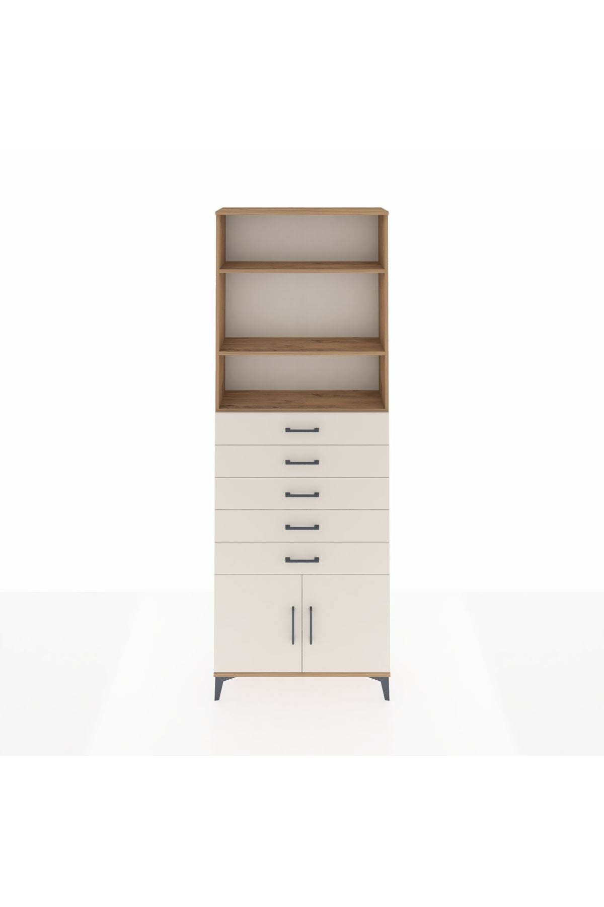 Arges Dolap 3 Raflı 5 Çekmeceli 2 Kapaklı 88x30x243 - S33M242V7A