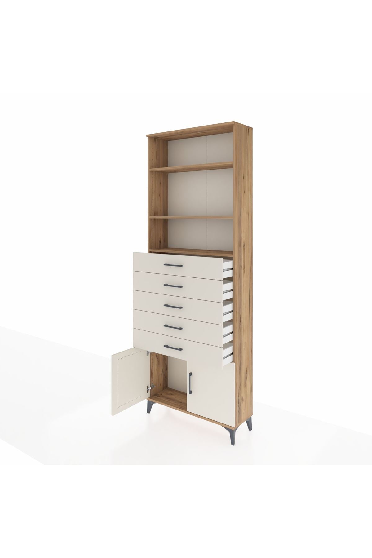 Arges Dolap 3 Raflı 5 Çekmeceli 2 Kapaklı 88x30x243 - S33M242V7A