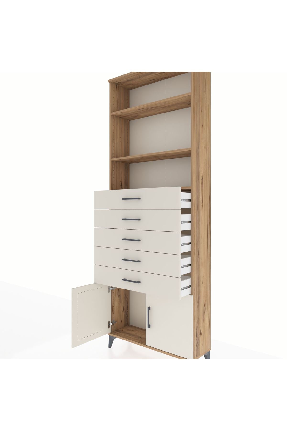 Arges Dolap 3 Raflı 5 Çekmeceli 2 Kapaklı 88x30x243 - S33M242V7A