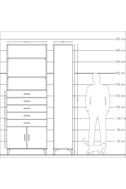 Arges Dolap 3 Raflı 5 Çekmeceli 2 Kapaklı 88x30x243 - S33M242V7A